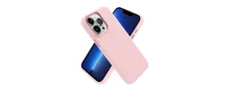 For Apple iPhone 14 PRO 6.1" Premium LIQUID Silicone with Metal Buttons and Camera Edges Case Cover - Pink