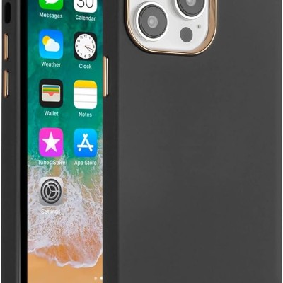 For Apple iPhone 11 Pro MAX (XI6.5) Classy Slick Chromed Around Hybrid Case Cover - Black