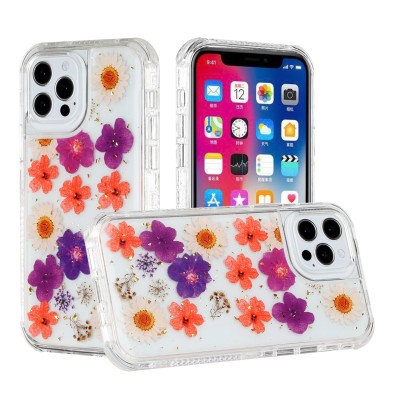 For Apple iPhone 14 PRO 6.1" Beautiful 3in1 Floral Epoxy Design Hybrid Case Cover - D