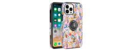 For Apple iPhone 14 6.1" Sketch Design Hybrid Magnetic Ring Sand Case Cover - D