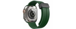 For Apple Watch Size 42/44/45mm Magnetic Buckle Premium Silicone Watch Band - Midnight Green