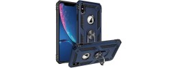 For Apple iPhone XR Ring Magnetic Kickstand Hybrid Case Cover - Blue