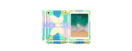 For Apple New iPad 9.7 inch Butterfly Kickstand 3in1 Tough Hybrid Case Cover with Shoulder Strap - Colorful Green