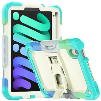 For Apple New iPad 9.7 inch Heavy Duty Full Body Rugged Tablet Kickstand Case Cover - Beige/Camo Mint