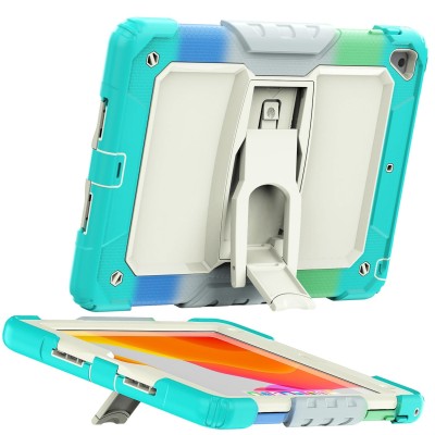 For Apple New iPad 9.7 inch Heavy Duty Full Body Rugged Tablet Kickstand Case Cover - Beige/Camo Pink