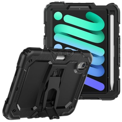 For Apple New iPad 9.7 inch Heavy Duty Full Body Rugged Tablet Kickstand Case Cover - Black/Black