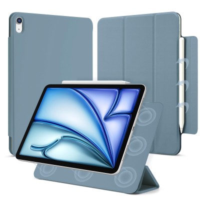 For Apple New iPad 9.7 inch Trifold Magnetic Closure PU Leather  Case Cover - Blue