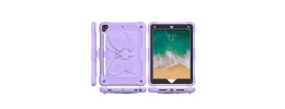 For Apple New iPad 9.7 inch Butterfly Kickstand 3in1 Tough Hybrid Case Cover with Shoulder Strap - Light Purple