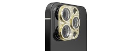 For Apple iPhone 12 Pro Diamond Bling Camera Lens Full Tempered Glass - Gold