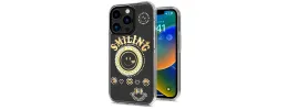 For Apple iPhone XR Smiling Glitter Ornament Bling With Ring Stand Hybrid Case Cover - Black