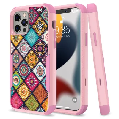 For Apple iPhone 14 6.1" Tough Anti-Slip Hybrid Case Cover - Colorful Mandala