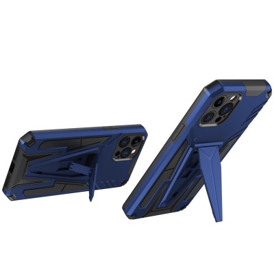 For Apple iPhone XR Rocker Kickstand Tough Shockproof Hybrid Case Cover - Dark Blue