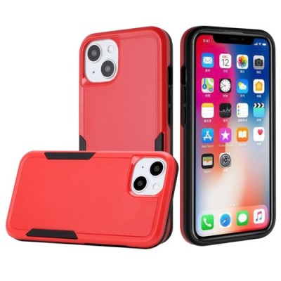 For Apple iPhone 14 PRO MAX 6.7" Tough Strong Dual Layer Flat Hybrid Case Cover - Red