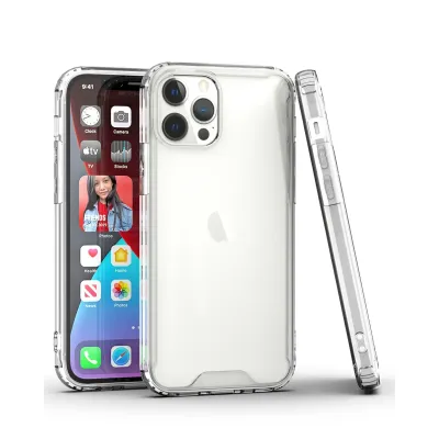 For Apple iPhone 11 Pro MAX (XI6.5) Colored Shockproof Transparent Hard PC TPU Hybrid Case Cover - Clear/Clear