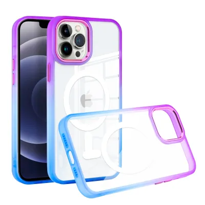 For Apple iPhone 14 PRO 6.1" Radiant Two Tone Transparent Thick Hybrid Case Cover - Purple/Blue