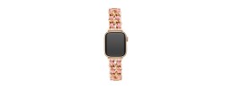 For Apple Watch Size 38/40/41mm Beautiful Zinc Alloy Leather Watch Band - Rose Gold+Purple