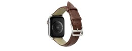 For Apple Watch Size 38/40/41mm Croc Design Leather Silver Pin Watch Band - Brown