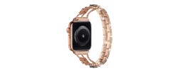 For Apple Watch Size 38/40/41mm Heart Diamond Zinc Alloy Watch Band - Rose Gold+White Heart Accessory