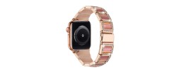 For Apple Watch Size 38/40/41mm Jewel Diamond Bling Zinc Alloy Watch Band - Rose Gold+Pink