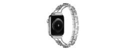 For Apple Watch Size 38/40/41mm Jewel Diamond Bling Zinc Alloy Watch Band - Silver+Black