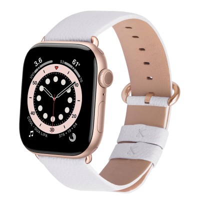 For Apple Watch Size 38/40/41mm Luxury Leather Watch Band - White