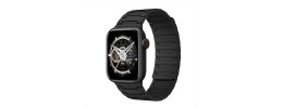 For Apple Watch Size 42/44/45mm Magnetic Buckle Premium Silicone Watch Band - Black