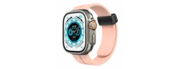 For Apple Watch Size 42/44/45mm Magnetic Buckle Premium Silicone Watch Band - Rose Gold