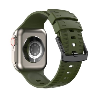 For Apple Watch Size 42/44/45mm Ultra 49mm Full Protection Tough Hybrid Watch Case + Band - Green