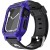For Apple Watch Size 42/44/45mm Ultra 49mm Full Protection Tough Hybrid Watch Case + Band - Purple
