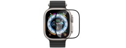 For Apple Watch Size 49mm Bulk White Paper Card Package Black edged Tempered Glass (Black)