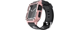 For Apple Watch Size 49mm Chromed iWatch Screen Frame - Chromed Rose Gold+Black