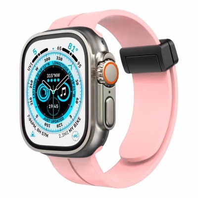 For Apple Watch Size 49mm Chromed iWatch Screen Frame - Chromed Rose Gold+Blue
