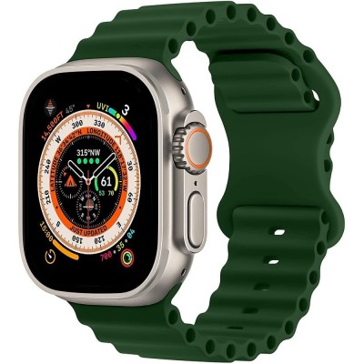For Apple Watch Size 49mm Chromed iWatch Screen Frame - Chromed Rose Gold+Midnight Green
