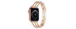 For Apple Watch Size Ultra 49/42/44/45mm Diamond Bling Zinc Alloy Watch Band - Rose Gold