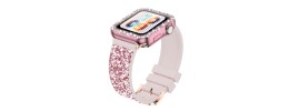 For Apple Watch Size Ultra 49/42/44/45mm Gem Diamond Bling Zinc Alloy Watch Band - Pink