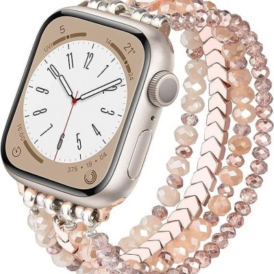 For Apple Watch Size Ultra 49/42/44/45mm Gem Diamond Bling Zinc Alloy Watch Band - Rose Gold
