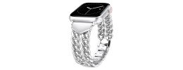 For Apple Watch Size Ultra 49/42/44/45mm Gem Diamond Bling Zinc Alloy Watch Band - Silver