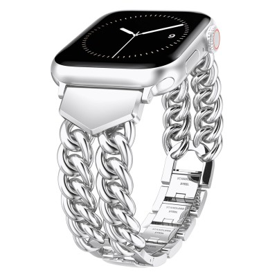 For Apple Watch Size Ultra 49/42/44/45mm Gem Diamond Bling Zinc Alloy Watch Band - Silver