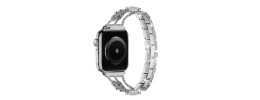 For Apple Watch Size Ultra 49/42/44/45mm Heart Diamond Zinc Alloy Watch Band - Silver+White Heart Accessory