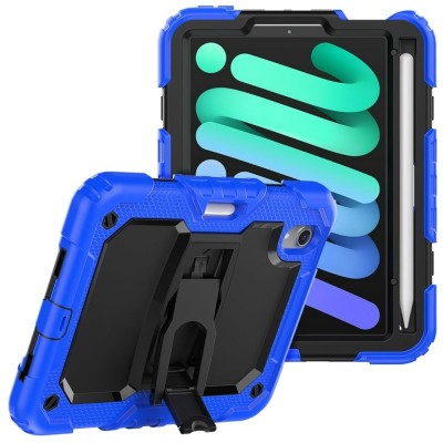 For Apple iPad 10th Gen 2022 Heavy Duty Full Body Rugged Tablet Kickstand Case Cover - Black/Blue