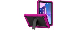 For Apple iPad 10th Gen 2022 3in1 Tablet Hand and Shoulder Strap with Kickstand 3in1 Tough Hybrid - Hot Pink