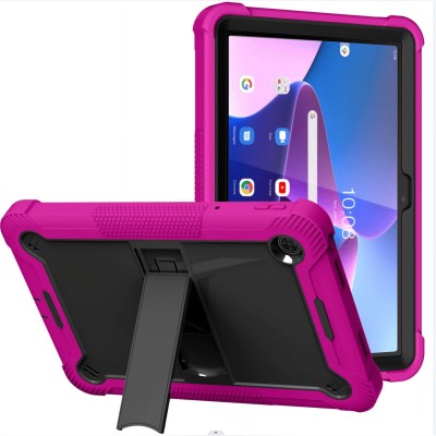 For Apple iPad 10th Gen 2022 3in1 Tablet Hand and Shoulder Strap with Kickstand 3in1 Tough Hybrid - Hot Pink