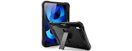 For Apple iPad 10th Gen 2022 Butterfly Kickstand 3in1 Tough Hybrid Case Cover with Shoulder Strap - Black/Black