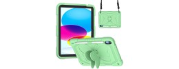 For Apple iPad 10th Gen 2022 Butterfly Kickstand 3in1 Tough Hybrid Case Cover with Shoulder Strap - Colorful Green
