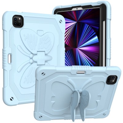 For Apple iPad 10th Gen 2022 Butterfly Kickstand 3in1 Tough Hybrid Case Cover with Shoulder Strap - Light Purple