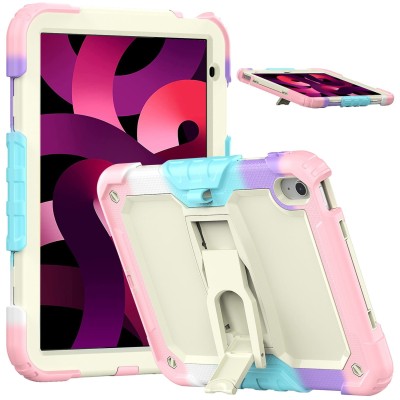 For Apple iPad 10th Gen 2022 Heavy Duty Full Body Rugged Tablet Kickstand Case Cover - Beige/Camo Mint