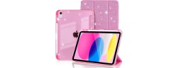 For Apple iPad 10th Gen 2022 Tablet Glitter Ultra Thick Transparent Hybrid Case Cover - Glitter Pink