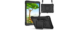 For Apple iPad 10th Gen 2022 Tablet Tough Hybrid Rotating 360 Degree Kickstand - Black+Black