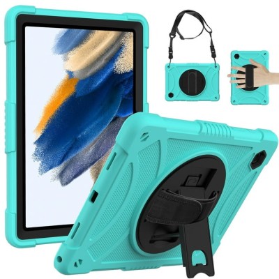 For Apple iPad 10th Gen 2022 Tablet Tough Hybrid Rotating 360 Degree Kickstand - Black+Blue