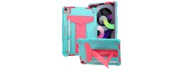 For Apple iPad 10th Gen 2022 Tablet Vertical 3in1 Tough Hybrid Kickstand - Teal/Hot Pink